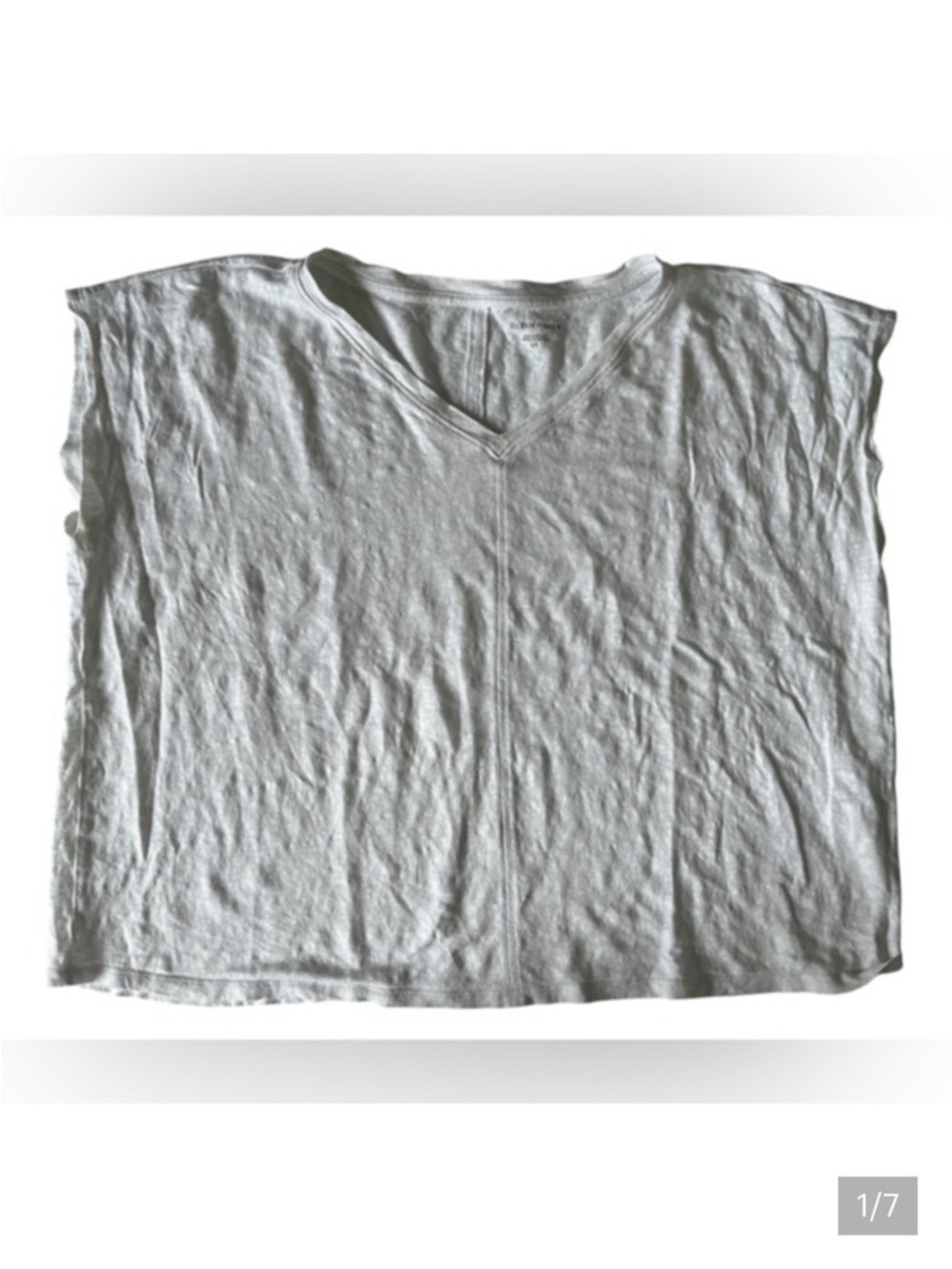 Linen Eileen Fisher White V-Neck Sleeveless Top